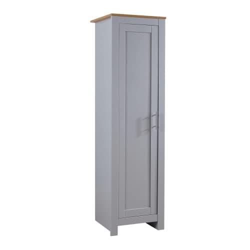Image of Home Source Bedroom Furniture, 1 Door Slim Wardrobe, Oak Effect Top, Grey