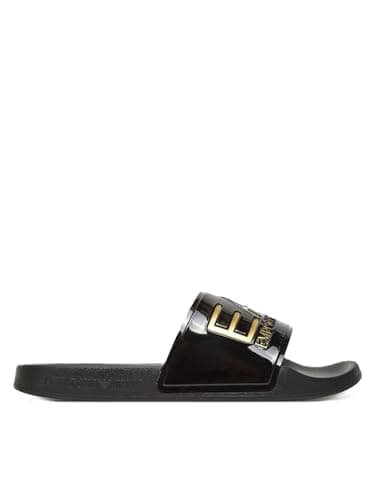 Image of EA7 Emporio Armani Unisex Slippers with Maxi Logo 7X000108AF15118, Black gold, 7 UK