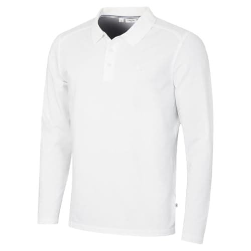 Image of Calvin Klein Mens Long Sleeve Stretch Polo Shirt - White - L