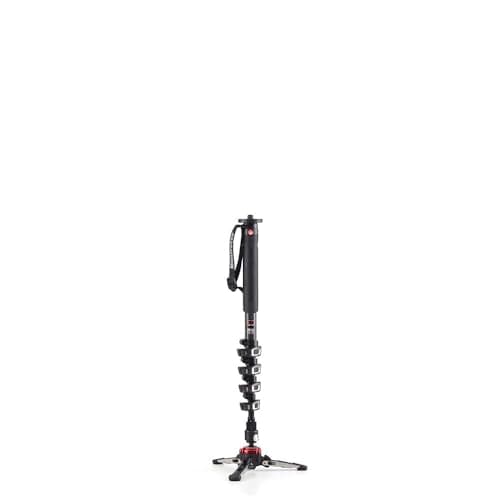 Image of Manfrotto MVMXPROC5, Xpro Fluid Video 5 Section Carbon Fibre Monopod, Fluidtech Base, Quick Power Lock System, Portable, Professional Videography, Black