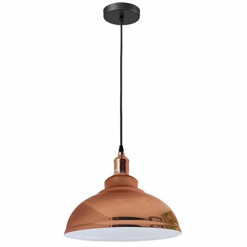 Image of LEDSone Vintage Curvy Dome Pendant Light 95cm Adjustable Hanging Ceiling Fixture Metal Rose Gold for Homes, Restaurants, Cafes, Bars, Offices and Stylish Spaces