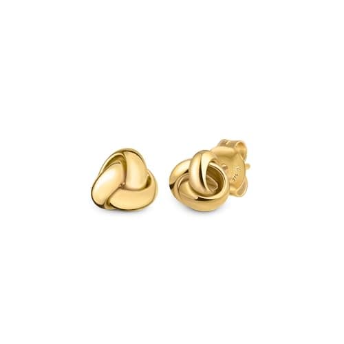 Image of Amberta Real Italian 14ct 9ct Gold Knot Earrings for Women | Solid Gold Love Celtic Knot Earrings: 9K Round Knot Studs