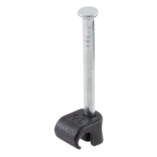 Image of GTSE Round Black Cable Clips, For Cables 3-5 mm, Box of 100, Skirting Wire Nail Clips, Cable Tacks for Ethernet, Electrical Cables, Walls