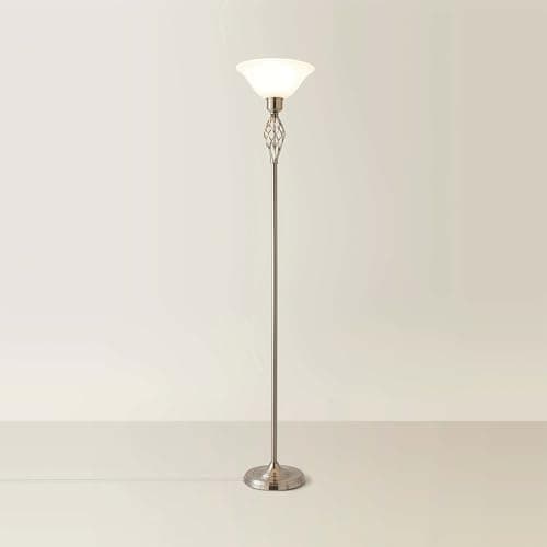 Image of MiniSun | Traditional Style Nickel Twist Floor Lamp with a Frosted Alabaster Shade | Floor Lamps & Torchieres, Home Décor & Improvement Essential