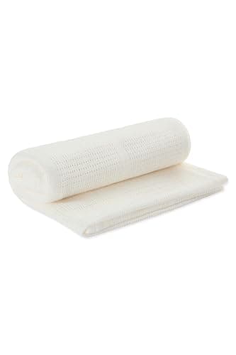 Image of MORI Cellular Blanket White Organic Cotton Bamboo 70x100cm Lightweight Breathable for Newborn Durable Comfortable Swaddle Ideal for Cot Crib Moses Basket Pram or Travel