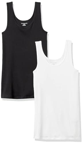 Image of Amazon Essentials Women's Slim-Fit Vest, Pack of 2, Black/White, M