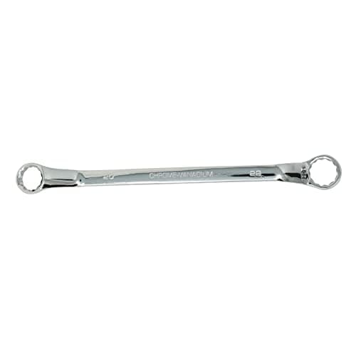Image of Dapetz ® Offset Double Ring Spanner Metric Hex Swan Neck Deep Wrench Spanner Chrome Vanadium Steel, Matte Chrome-Plated 75-Degree Offset, 20mm x 22mm, 12-Point