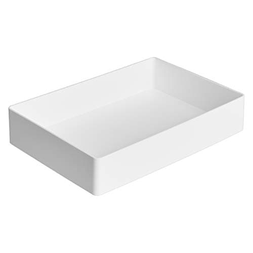 Image of Amazon Basics Plastic Organizer - Accessory Tray, Rectangular Desk Tray for Papers and Office Supplies, Modular Stackable Design, 23.8 x 17 x 5 cm, White