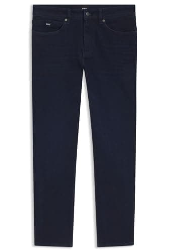 Image of BOSS Mens H-Delaware Blue Slim-fit Jeans in Cashmere-Touch Denim