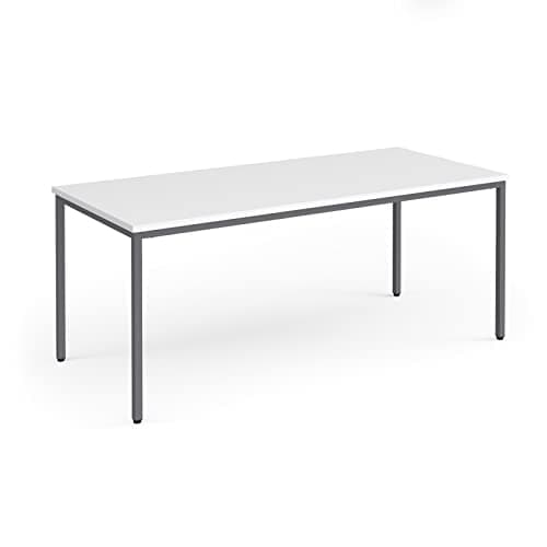 Image of Flexi 25 rectangular table with graphite frame 800mm deep, 1800, White