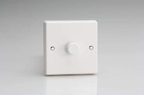 Image of Varilight 1 Gang 2-Way Push-On/Off Rotary Dimmer Switch HQ3W White Plastic 1x 60-400W