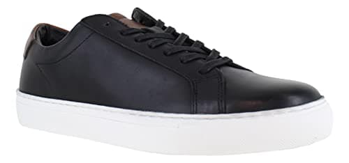 Image of Thomas Crick Evers Men’s Casual Low-Top Trainers | Comfortable Lace-Up Leather/Suede Sneakers for Everyday Walking Black