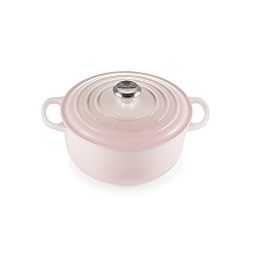 Image of Le Creuset Signature Enamelled Cast Iron Round Casserole Dish With Lid, 20 cm, 2.4 Litre, Shell Pink, 21177207774430
