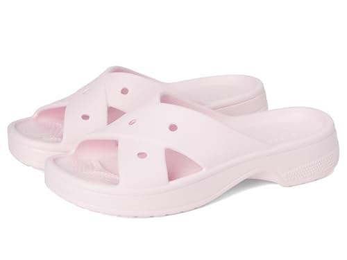 Image of Crocs Women Slide,Classic Womens Cross Strap,Pink Milk,7 UK Women