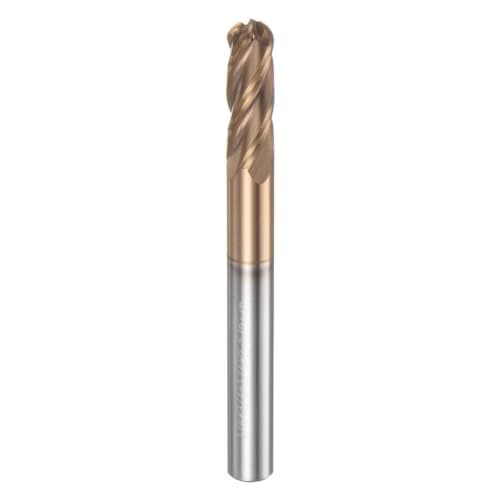 Image of sourcing map Ball Nose End Mill 4 Flute 1/4" Diameter 1/4" Shank Tungsten Carbide TiAlN Coated Spiral CNC Router Bits 3/4" Cutting Length Single End Ball Cutting Tool for Carving Engraving