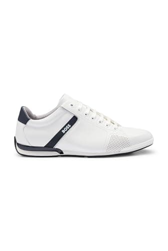 Image of BOSS Mens Saturn Lowp Leather Trainers with Odour-Control Lining Size 10 White