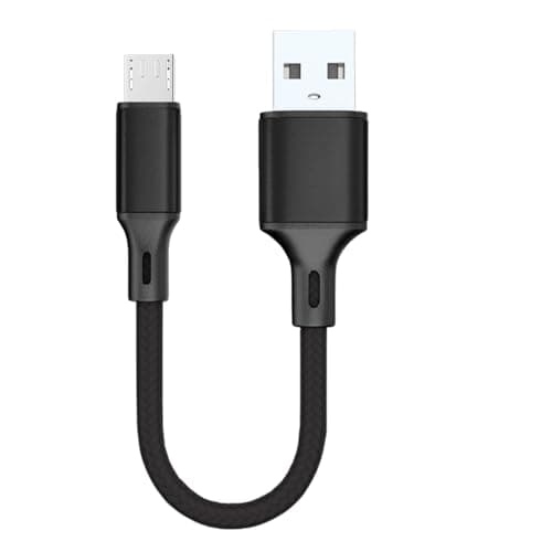 Image of pluX 20cm short Micro USB to USB 2.0 Fast Charger Braided Cable 24AWG A-Male to Micro Lead 0.65ft Black
