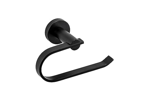 Image of Croydex Metra Black Toilet Roll Holder,Durable Zinc Alloy, Quality Powder Coated Finish, Bathroom Storage Solution, Flexi-Fix Accessories, Easy to Fit, Screw or Glue Installation, All Fixings Included