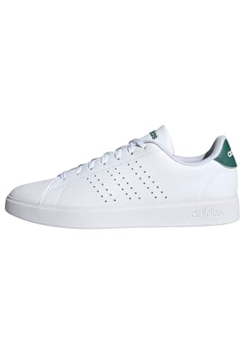 Image of adidas Men's Advantage 2.0 Shoes, Cloud White/Core Black/Green, 11 UK