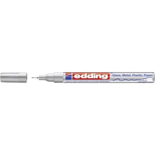 Image of edding 780 gloss paint marker - silver - 1 paint marker - extra-fine round nib 0.8 mm - paint pen for glass, pebbles, wood, plastic, paper - waterproof, high coverage