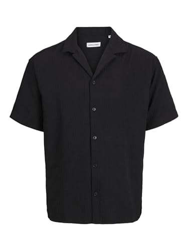 Image of JACK & JONES Mens Resort Shirt Ss Long Sleeve Black L