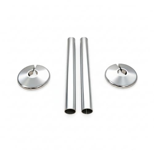 Image of Radiator Pipe Sleeves and Collars for 15mm Pipework - Polished Chrome Effect (Pack of 2 Sleeves and 2 Collars)