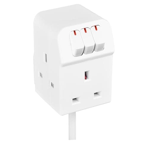 Image of Masterplug Three Socket Extension Lead with Individual Switches, White
