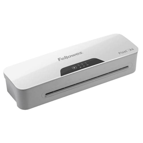 Image of Fellowes Pixel A4 Laminator Machine for Home Office Use - 3 Minute Warm Up Time with Anti Jam Technology – 80-125 Micron – 10 A4 Laminating Pouch Starter Pack Included - White