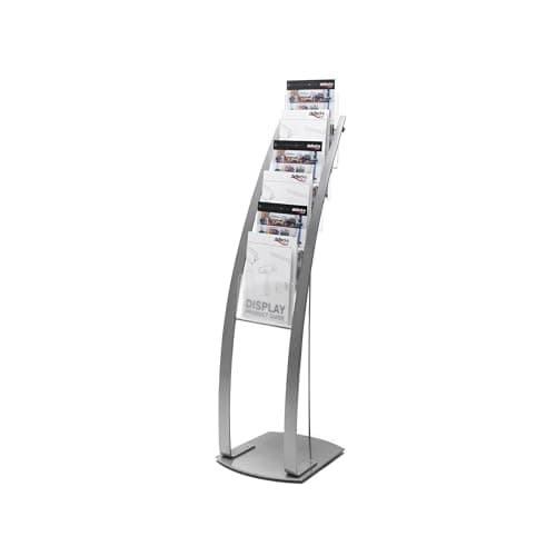 Image of Deflecto 6 Pocket Floor Stand Silver, Sturdy Steel Magazine Rack , A4 Literature File Holder, Letter Rack, A4 Portrait File Display Free Standing