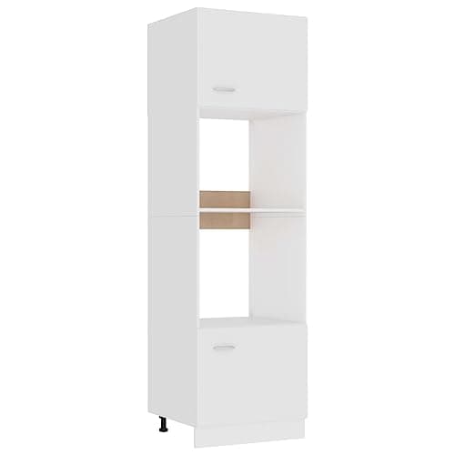 Image of vidaXL Microwave Cabinet - WiFi Wooden Futuristic Storage Unit for Kitchen - European Designed Furniture, White Color, 60x57x207 cm Size