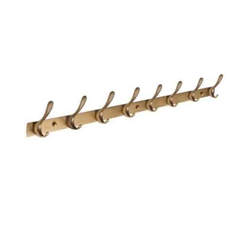 Image of QPKZ Solid Brass Vintage Coat Rack Wall Mount, Heavy Duty Brushed Surface Metal Wall Hooks Hanging Coat Hooks Rail Clothes Towel Racks for Bathroom Entryway Bedroom 8hook