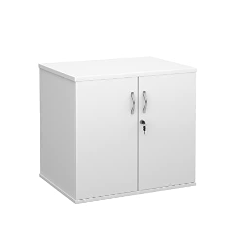 Image of Mr Office Deluxe double door desk high cupboard - 600mm deep, White