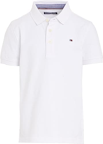 Image of Tommy Hilfiger Boys’ Short Sleeve Organic Cotton Polo Shirt, White (Bright White), 10 Years