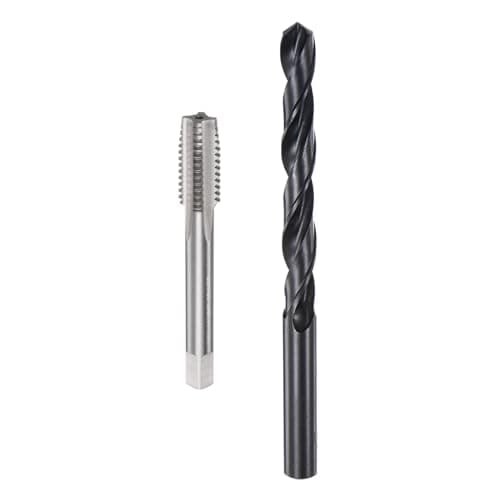 Image of sourcing map Tap and Drill Bit Set, 7/16-14 UNC Thread Tap & 3/8.9" Black Oxide Twist Drill Bit, Straight Flute Tap Tapping Threading Repair Tool Kit