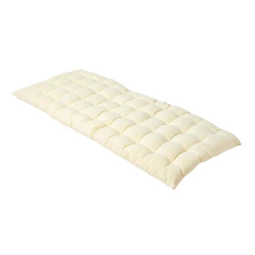 Image of HOMESCAPES Cream Garden Bench Cushion 2 Seater Seat Pad for Patio Furniture Kitchen or Dining Bench Indoor & Outdoor Use Comfortable 100% Cotton Modern Tufted Style Thick Cushion 108cm Wide