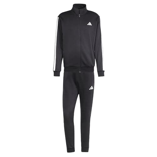 Image of adidas Men's SPORTSWEAR BASIC 3 STRIPES FLEECE TRACKSUIT, Black, M