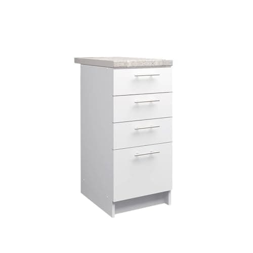 Image of JD Greta Fixed Height 400mm Kitchen Drawer Base Cabinet Floor Unit with 38mm Worktop – White Matt