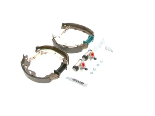 Image of Bosch KS190 Kit Super Pro - Rear drum brake kit - 1 pre-assembled set, 2 wheel brake cylinders, 4 brake shoes