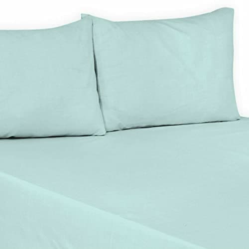 Image of Flat Sheet Plain Dyed Polycotton Bedsheet Super Soft Easy-Care Bedlinen Non-iron Flat Sheets/Top Sheets in Single-Double-King-Super king (Duck Egg, Single)