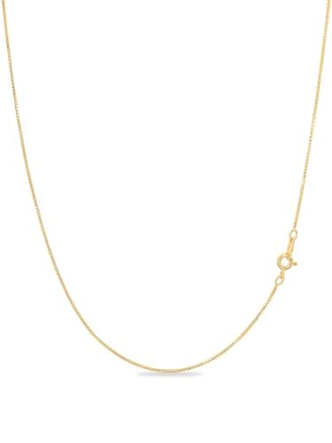 Image of KEZEF 18ct Gold Plated 925 Sterling Silver Box Chain Necklace for Women Girls Men - Made in Italy - 24 Inches | 60cm