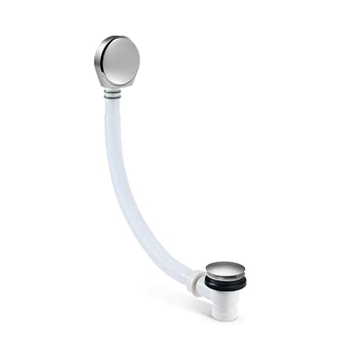 Image of 1.5 Inch Bath Waste & Overflow, Sturdy Plastic Pipping, Pop Up Waste Connection, Contemporary Design, Pop Up Bath Plug Waste, Easy Clean, Easy to Install Bath Waste Kit, Fixings (Chrome)