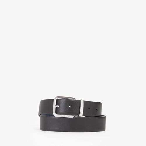 Image of Valentino Leather Marnier Pin Buckle Belt W115 Nero/Blu black dark blue cut-to-size reversible