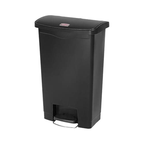 Image of Rubbermaid Commercial Products Slim Jim Step-on Resin Front Step Waste Receptacle Bin 50 Litre Black 1883611