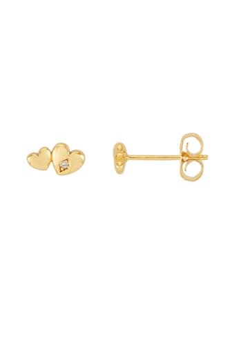 Image of Estella Bartlett Women's Double Heart Stud Earrings with Cubic Zirconia | Gold Plated | Fashion Jewellery Gift for Her
