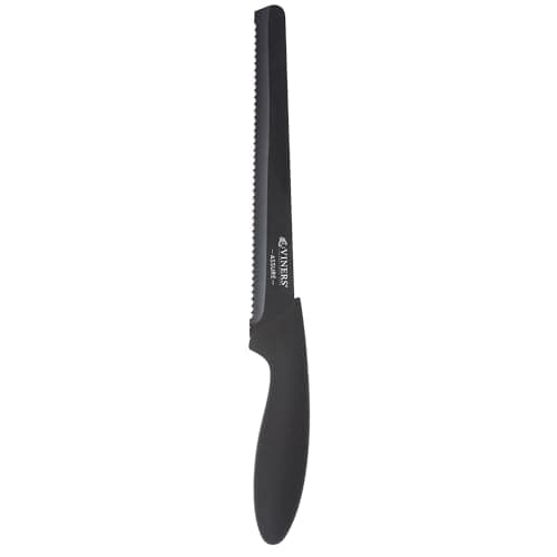 Image of Viners Assure 8” Bread Knife Serrated Stainless Steel Blade with Squared Tip for Safety, Soft Grip Handle, Non-Stick Coating, Rust-Resistant, Ideal for Cutting Bread, Tomatoes & Fruit