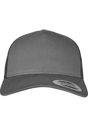 Image of FLEXFIT Trucker Cap, Classic Trucker Hat, Baseball Trucker Cap with 5-Panel and Mesh Back, Adjustable Baseball Hat with Plastic Closure, Headwear, Unisex, Colour: Charcoal, Size: One Size