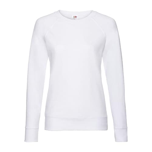 Image of Fruit of the Loom Ladies Fitted Lightweight Raglan Sweatshirt (240 GSM) (S) (White)