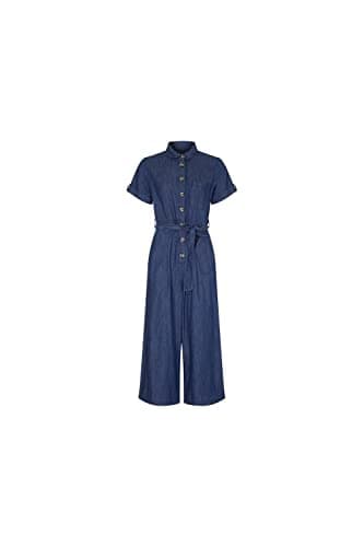 Image of Yumi Blue Button Denim Jumpsuit (Blue, 16)