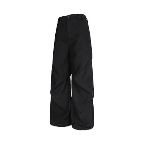 Image of thesupermade Pleated Sweatpants Drape Retro High Waisted Straight Leg Slacks Sweatpants Dress Cleanfit Pants, Black, Large