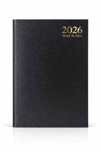 Image of 2026 A5 Week-to-View Diary by 1ABOVE – Casebound Hardback Weekly Planner with 60gsm Paper – Compact Organizer for Home, Office & Everyday Use (Black)